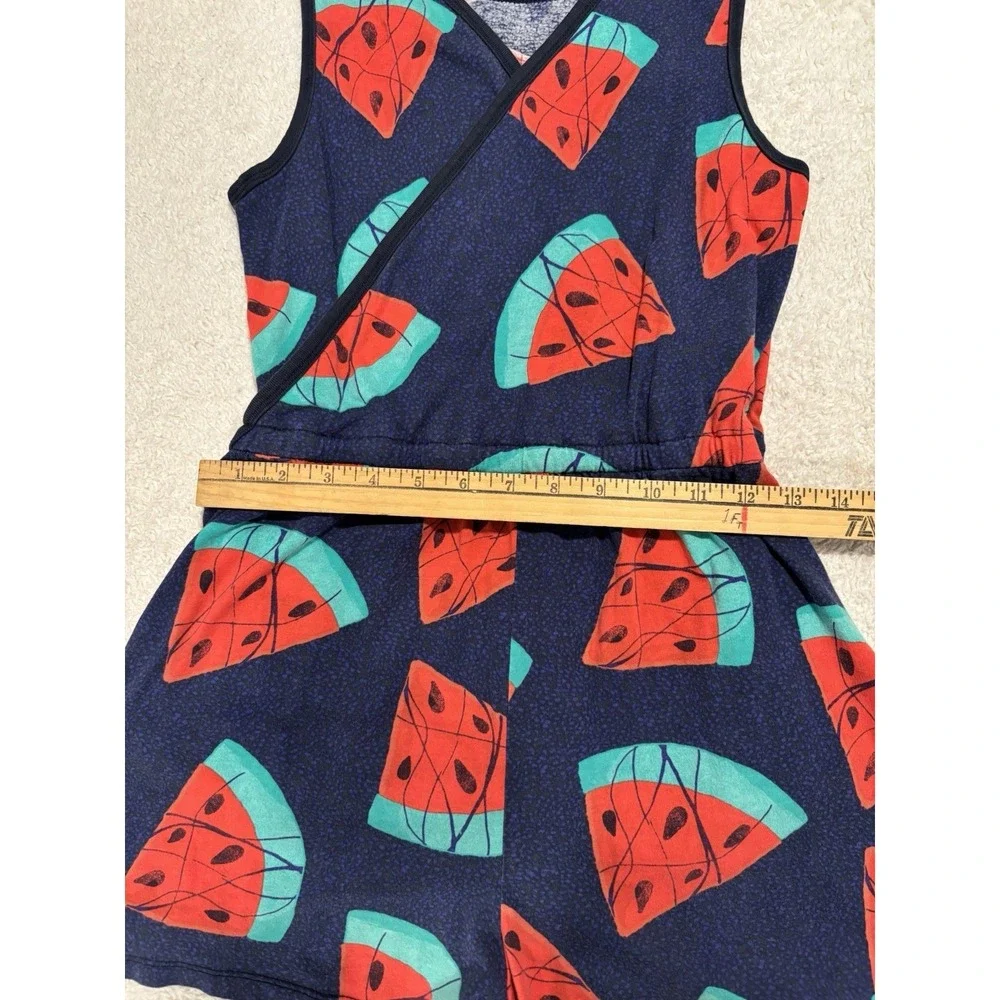 Tea Collection Sleeveless Cross-back Romper Kids S16, Wax Print Watermelon, Blue